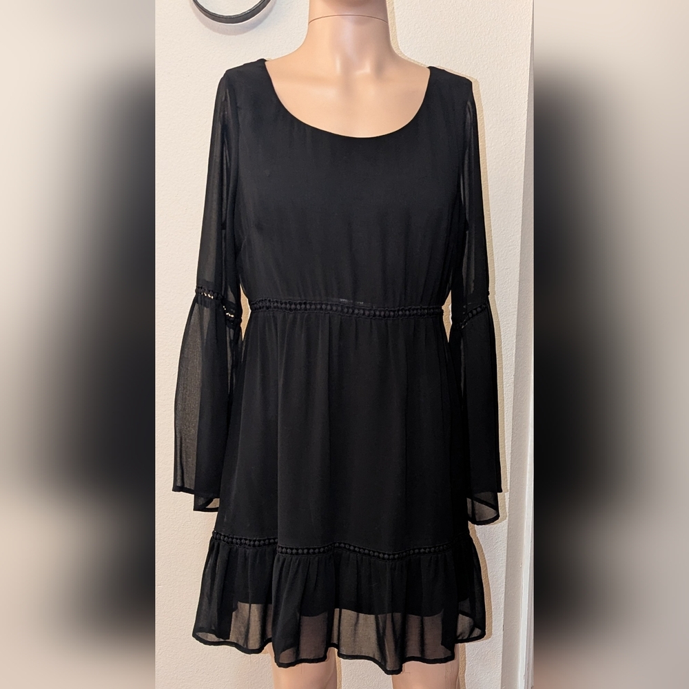 Black Sheer Long Sleeve Dress